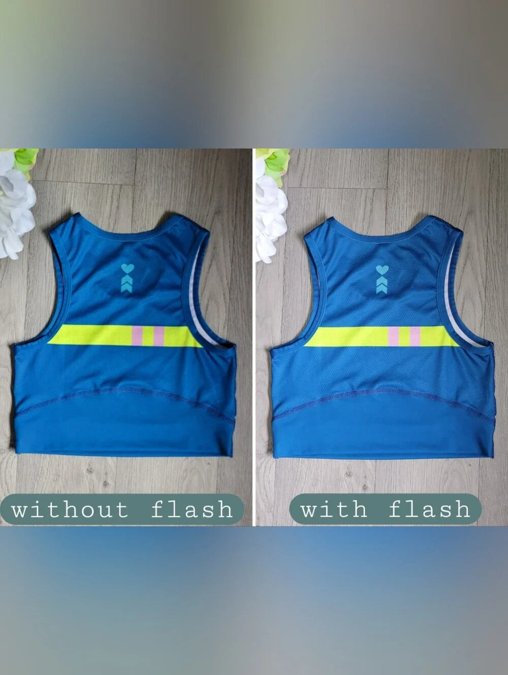 Coeur Sports Run Tech Crop in Flagship Blue & Yellow Racerback Sports Bra, Small